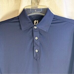 FootJoy Men's Navy Blue Striped Golf polo Medium embroidery Cisco Scansource